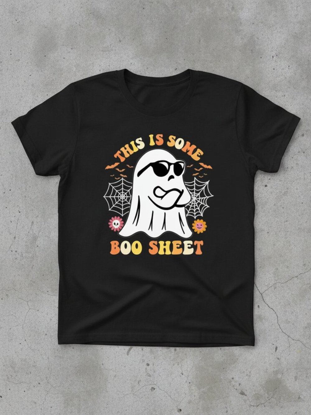 This Is Some Boo Sheet Funny Halloween Ghost Graphic Black T-Shirt